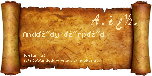 Andódy Árpád névjegykártya