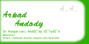 arpad andody business card